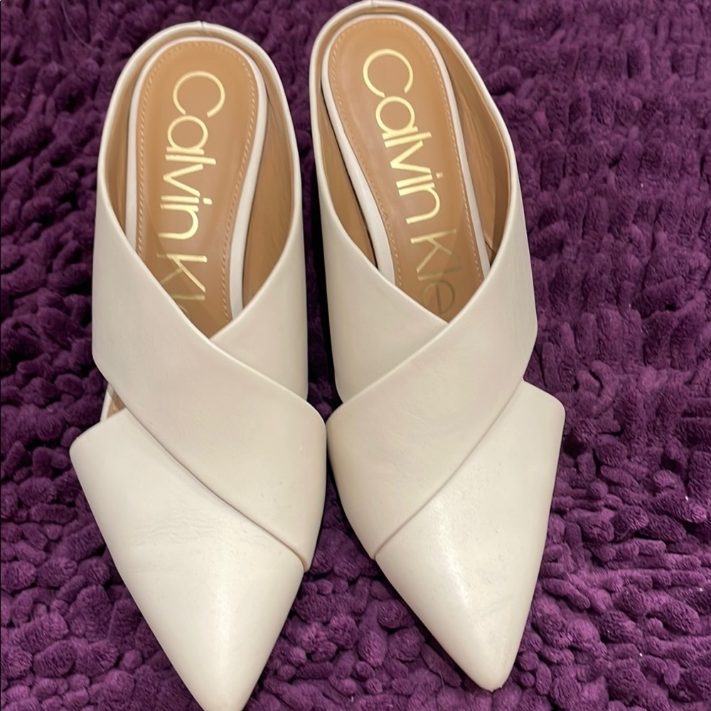 Calvin Klein Women's Off-White Mules